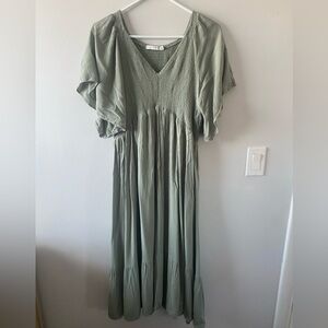 Baltic Born Green Smocked Midi Dress Size 3XL